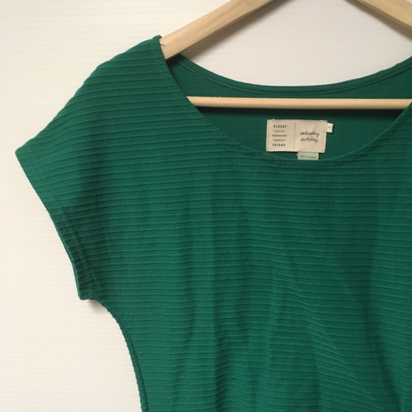 Emerald Green Anthro Saturday Sunday Ribbed Dress - Picture 3 of 6